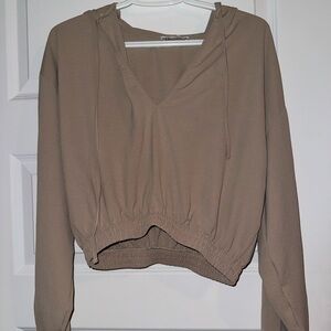 Zara long sleeve crop top with hoodie